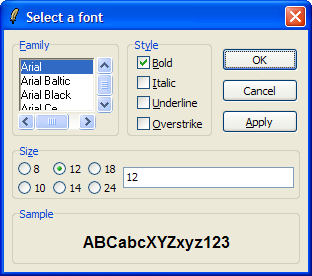 Font Dialog Example - WinXP and Tile