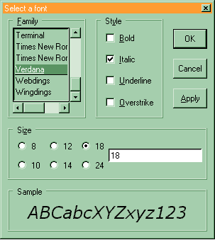 Font Dialog Example - Windows