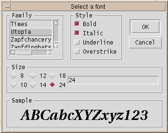 Font Dialog Example - CDE